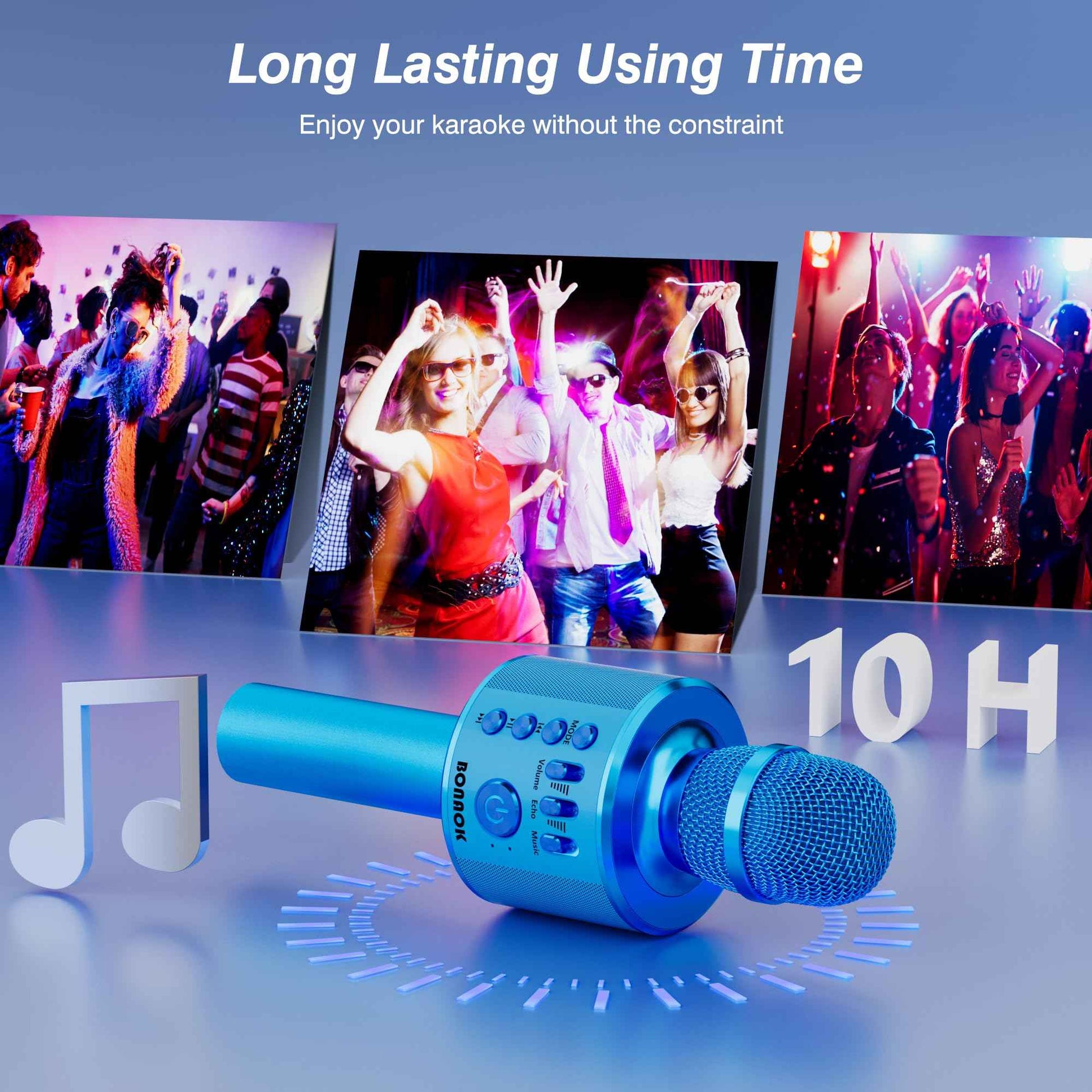 BONAOK Wireless Bluetooth Karaoke Microphone, Portable Toy Microphone for Singing, Gifts to Girls Boys Kids Adults All Age Q37（Bright Purple）