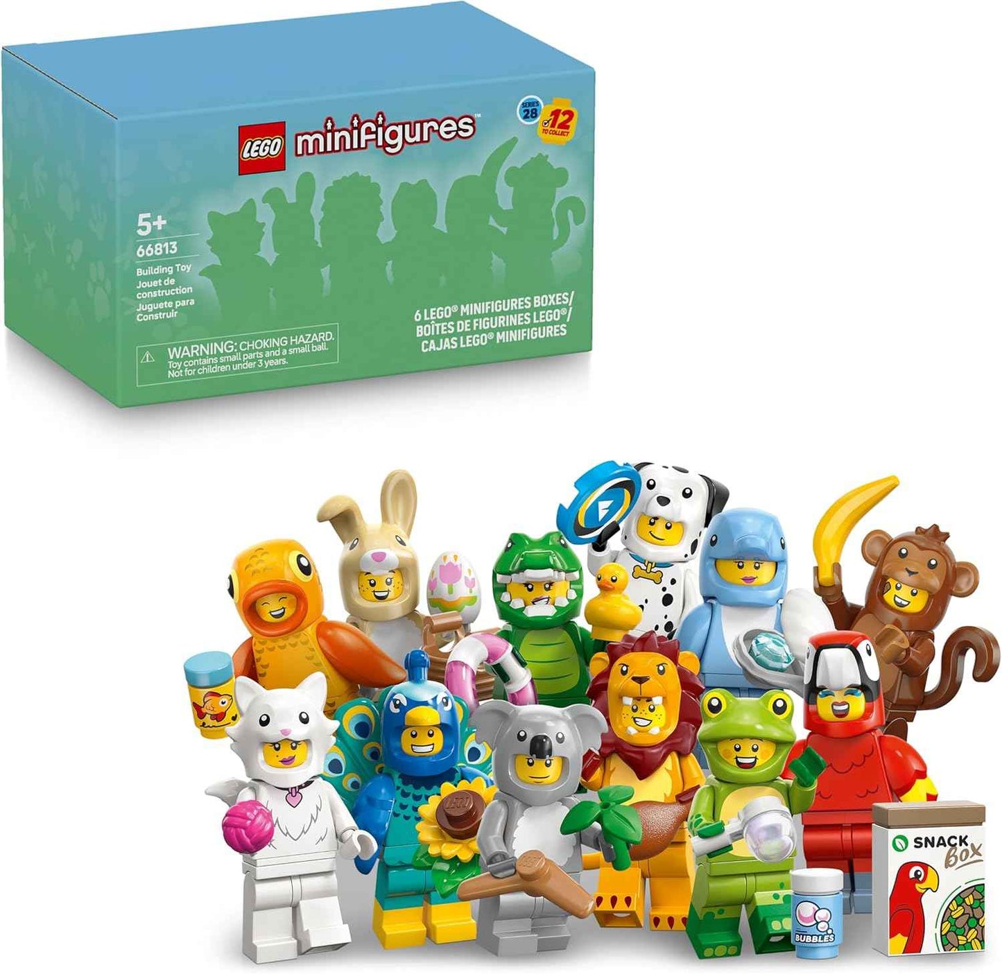 LEGO Minifigures Animal Series 28 6 Pack - Kids Toys in Sealed Mystery Boxes - Animal Themed Figures to Collect - Birthday Party Favors & Gift Idea for Boys & Girls, Ages 5+ - 66813