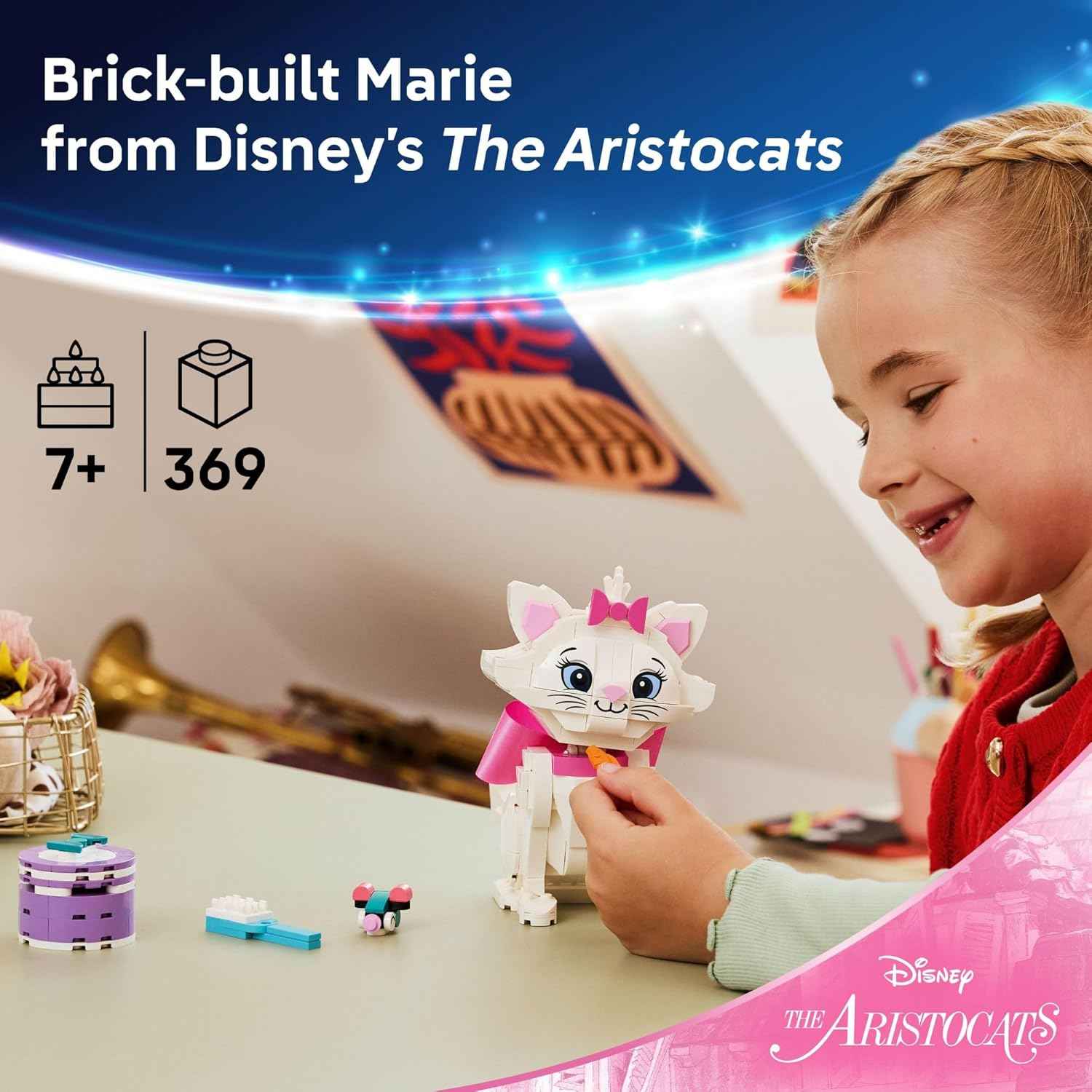 LEGO Disney The Aristocats Adorable Marie Toy Building Set - Bedroom or Desk Decor for Girls & Boys, Ages 7+ - Disney Gifts for Kids & Fans - 43286