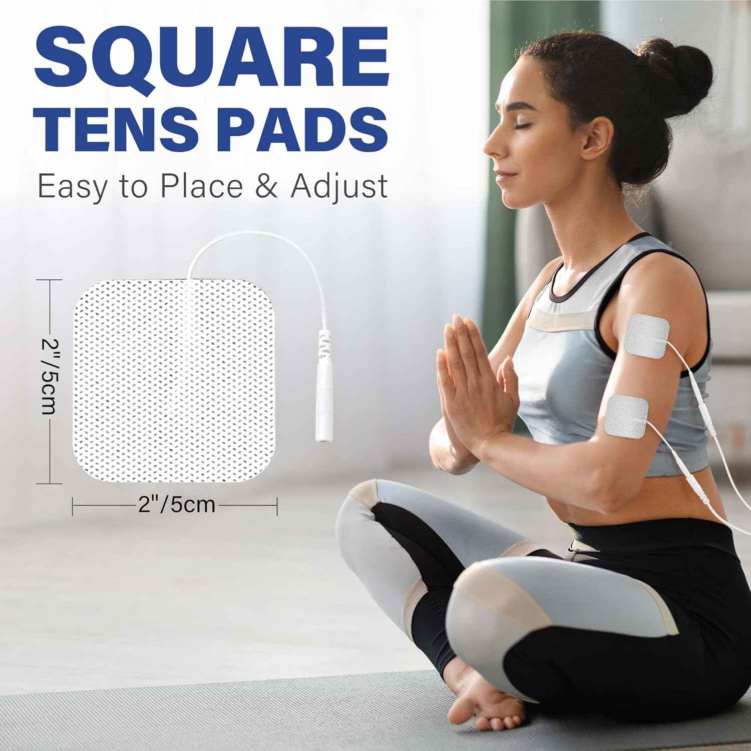 LotFancy TENS Unit Electrode Pads, 40PCS 2"x2" TENS Unit Pads for EMS Muscle Stimulator Electrotherapy, Self-Adhesive TENS Pads Replacement, Reusable and Latex-Free
