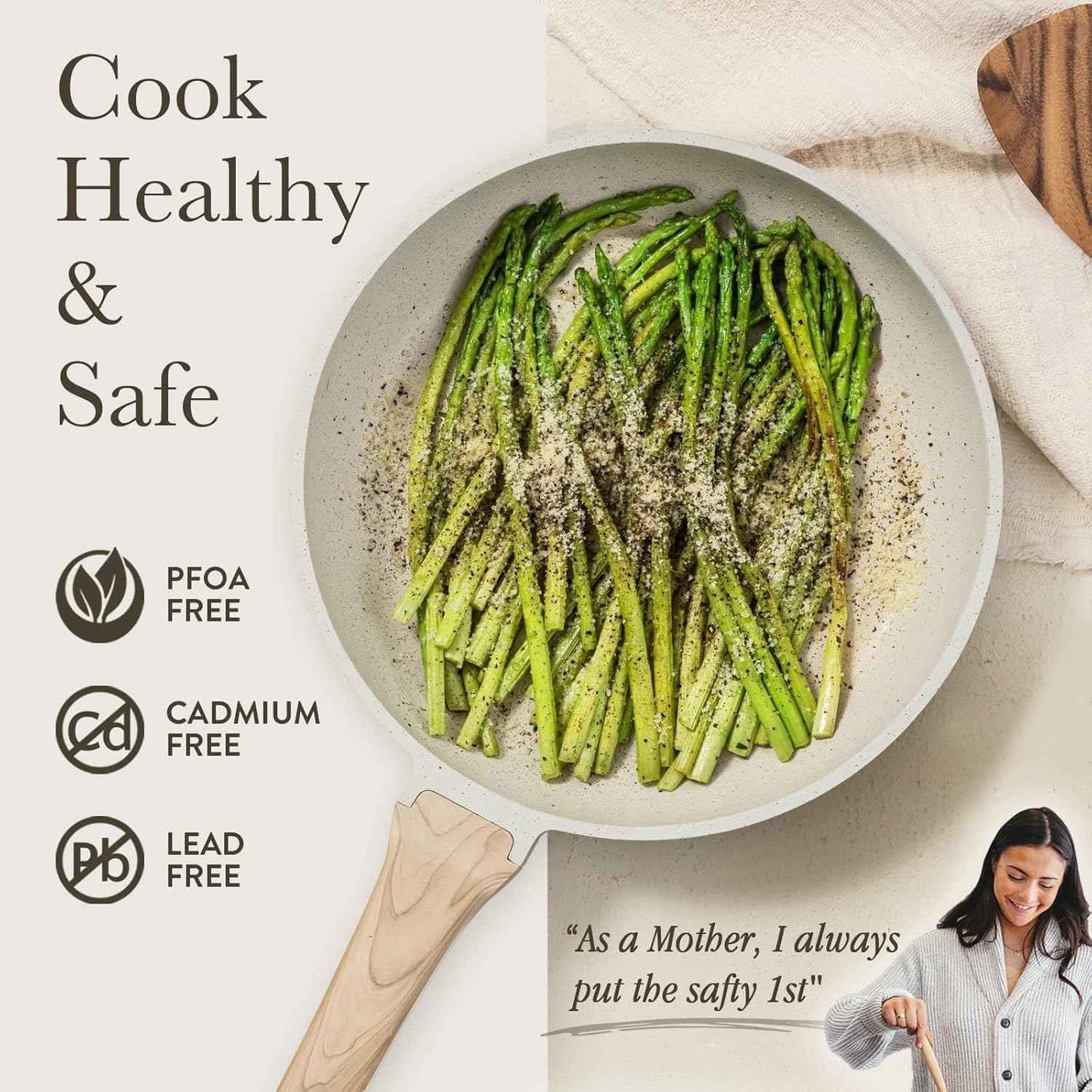 CAROTE Non Stick Frying Pan Skillet Set, Omelet Pan, Healthy Non Toxic Granite Chef Pan, Induction Compatible Egg Frying Pan with Heat-Resistant Handle, PFOA-Free,Black, 8"+10"+12"