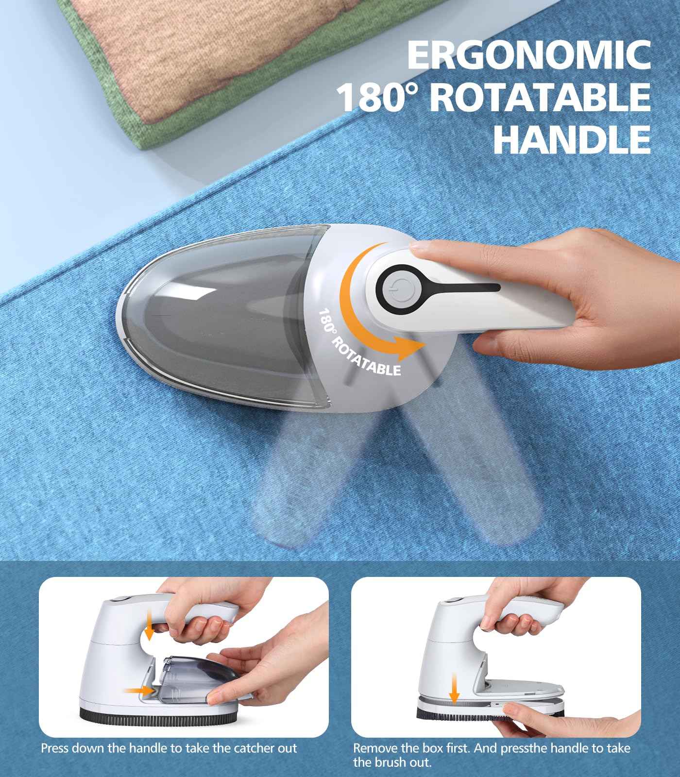 POPCHOSE Fabric Shaver, Lint Remover for Clothes, Lint Shaver with 6-Leaf Blades, 2 Speed Sweater Shavers to Remove Pilling for Clothing, Couch, Furniture, Fuzz, USB Rechargeble, Gray…