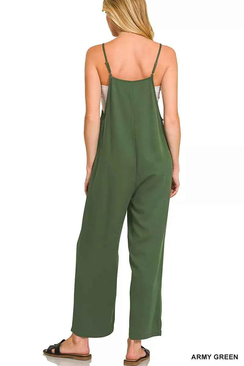 Zenana Rayon Woven Wide Leg Jumpsuit