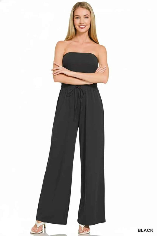Zenana Tube Top Jumpsuit with Drawstring Waist