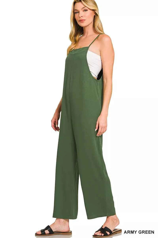 Zenana Rayon Woven Wide Leg Jumpsuit