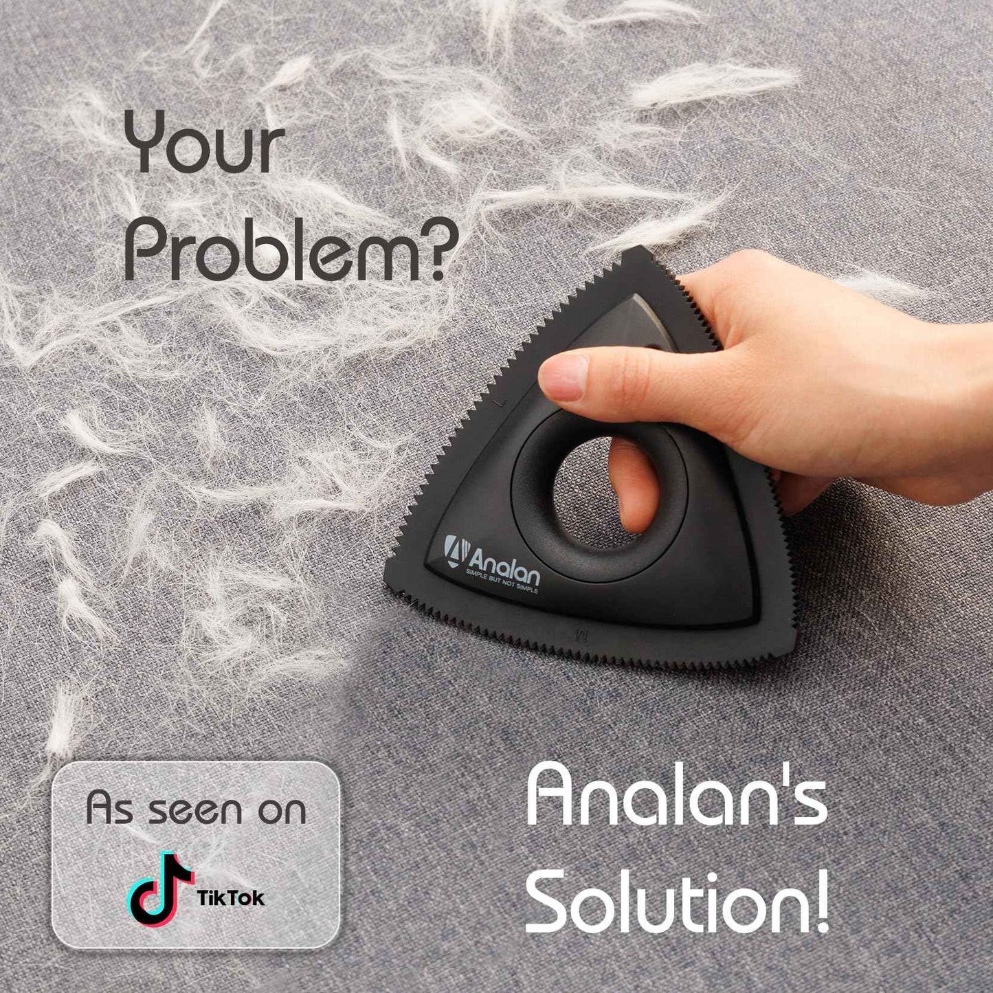 Analan Mini Pet Hair Remover for Car Detailing Supplies, Carpet Dog Hair Remover for Car Interior, Triangle Dog Hair Remover for Auto Detailing, Couch, Furniture, Lint, Carpet (Jet Black)