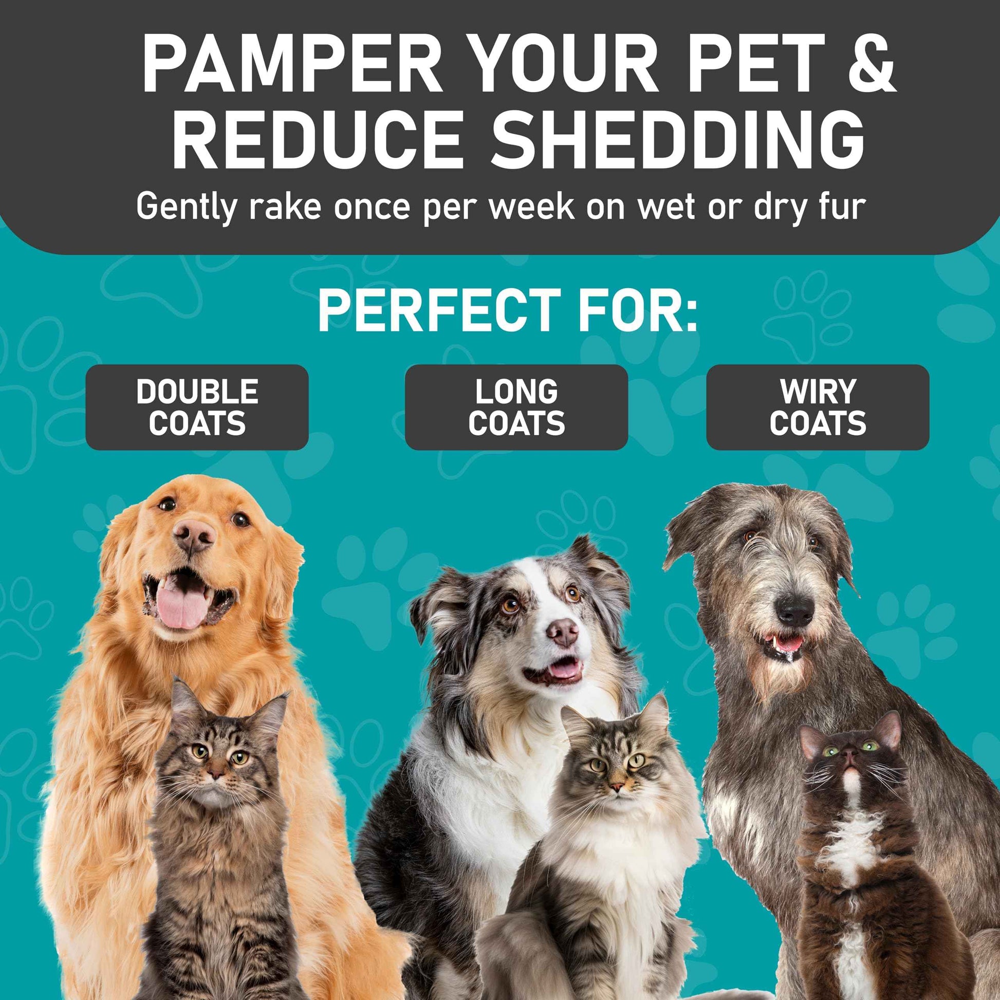 Maxpower Planet Pet Grooming Brush - Double Sided Shedding and Dematting Undercoat Rake Comb for Dogs and Cats,Extra Wide (B1 - Rake, Gloves & Comb, Large)