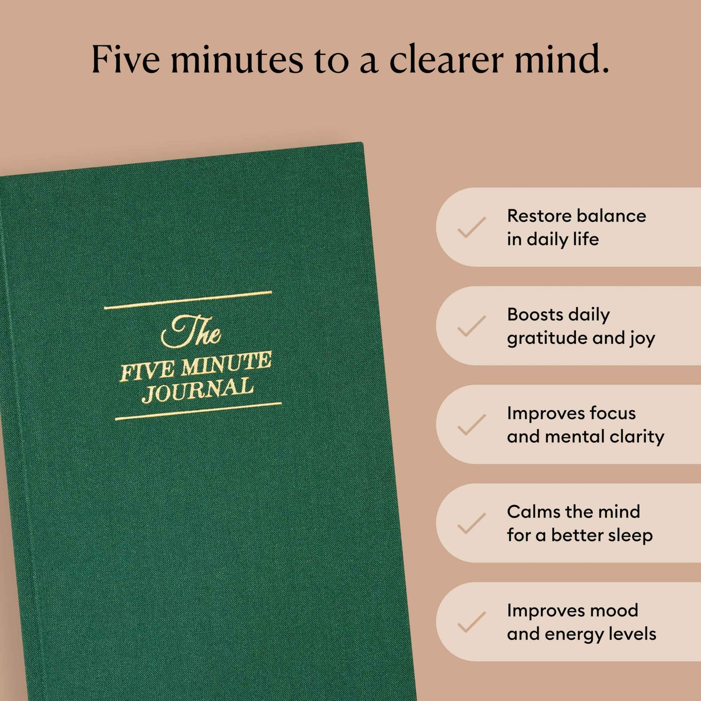 Intelligent Change The Five Minute Journal - Original Daily Gratitude Journal 2025 for Happiness, Mindfulness & Reflection - Daily Affirmations - Undated Planner Gifts for Women & Men