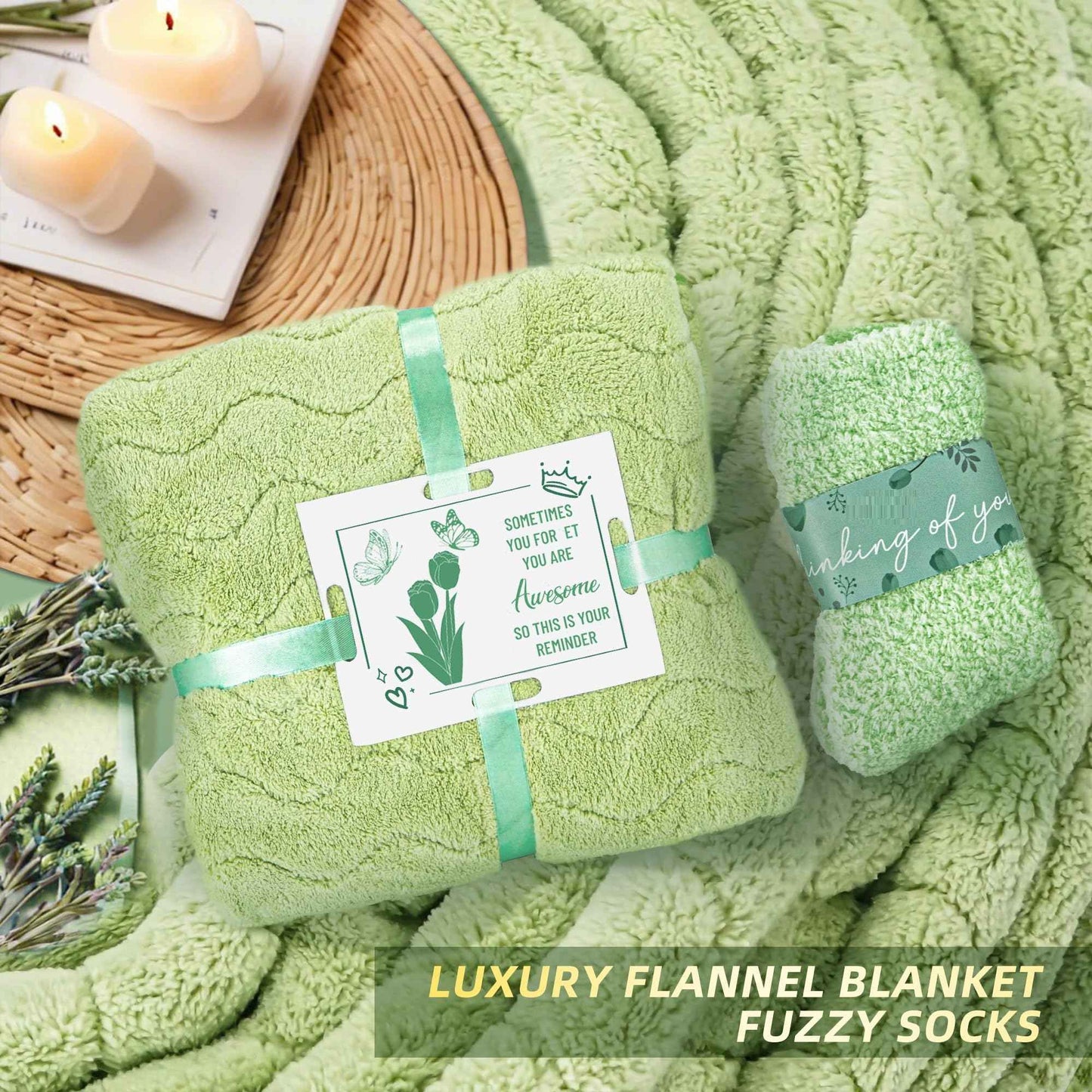 15PCS Birthday Gifts for Women, Relaxing Spa Basket With Luxury Flannel Blanket and 40 oz Tumbler - Care Package for Her, Mom, Wife, Friends - Valentine's, Mother's Day, Christmas