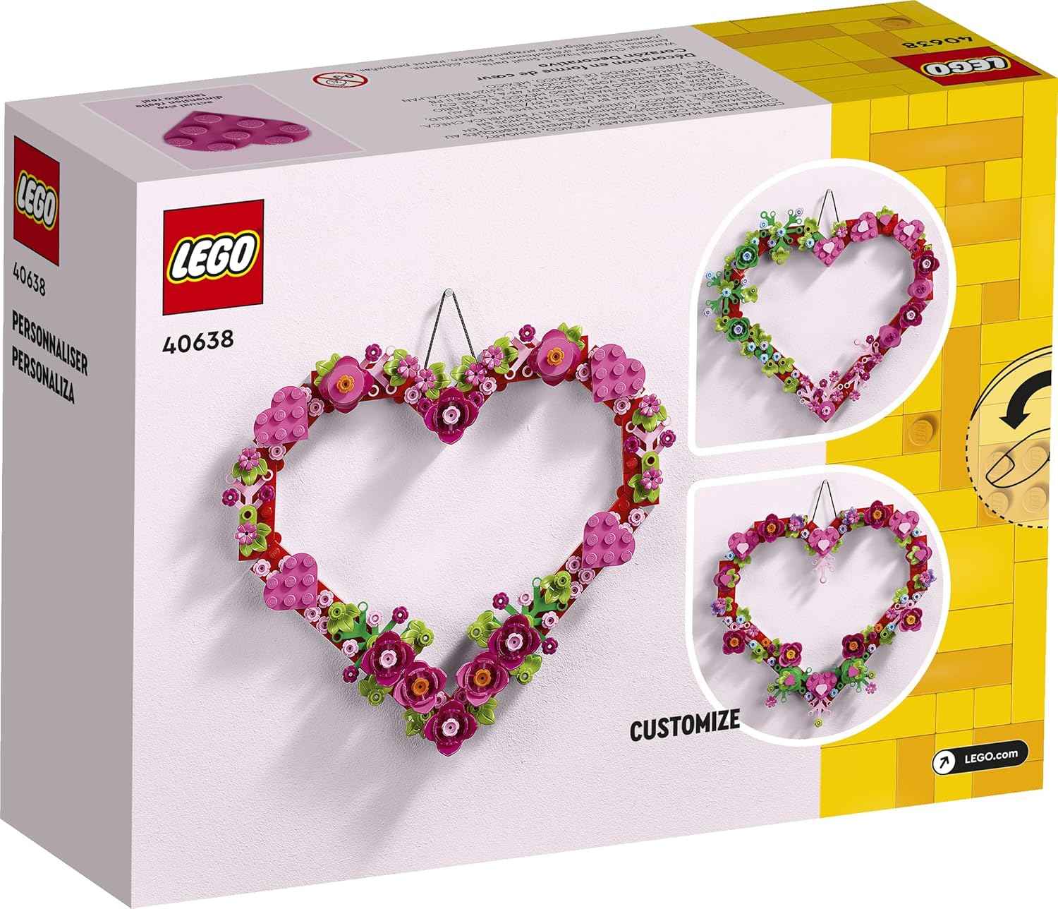 LEGO Heart Ornament Building Toy Set - Fun Arts and Crafts Idea for Girls and Boys, Ages 9+ - Gift for Kids - Display on The Wall as Home Decoration - 40638