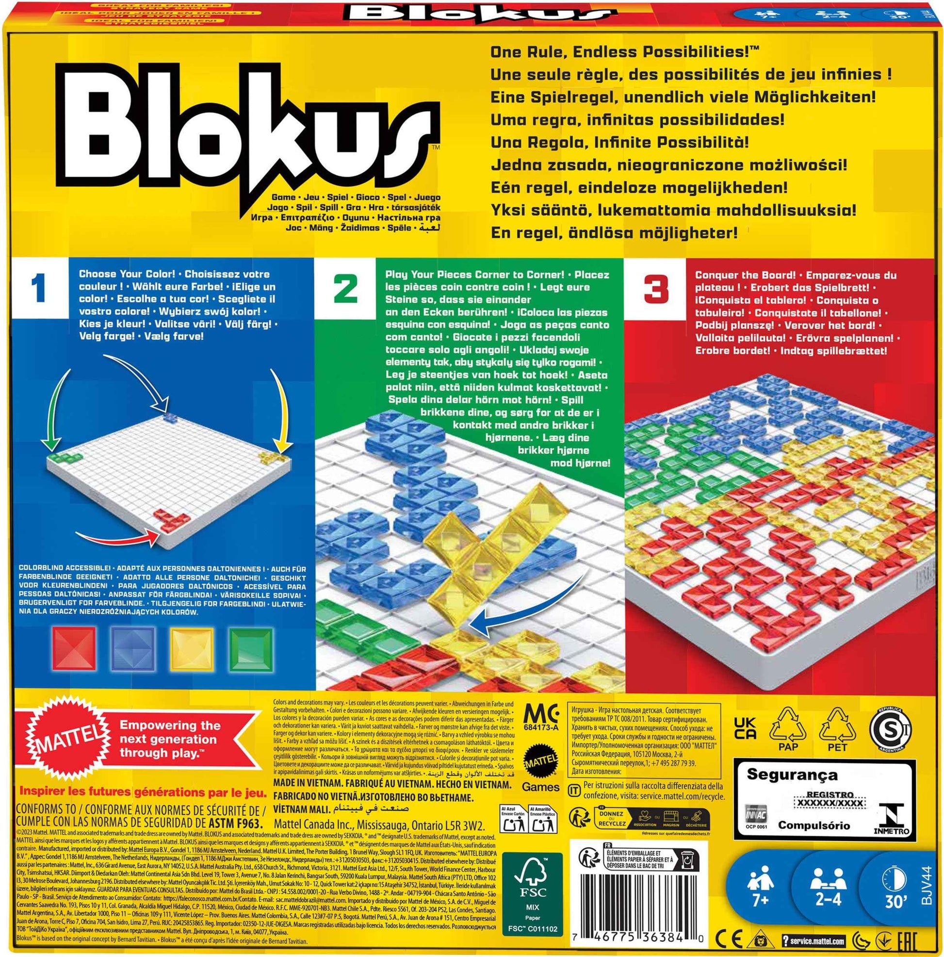 Mattel Games Blokus XL Board Games for Family Night, Brain Games for 2 to 4 Players, Oversized Board and Pieces (Amazon Exclusive)