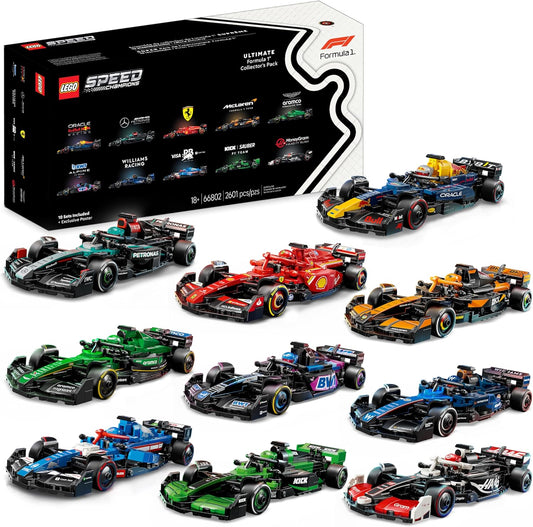 LEGO Speed Champions Ultimate Formula 1 Collector's Pack - Contains 10 Sets in 1 - Includes Exclusive Poster - Collectible F1 Model Car Kit - Gift for Christmas - 66802