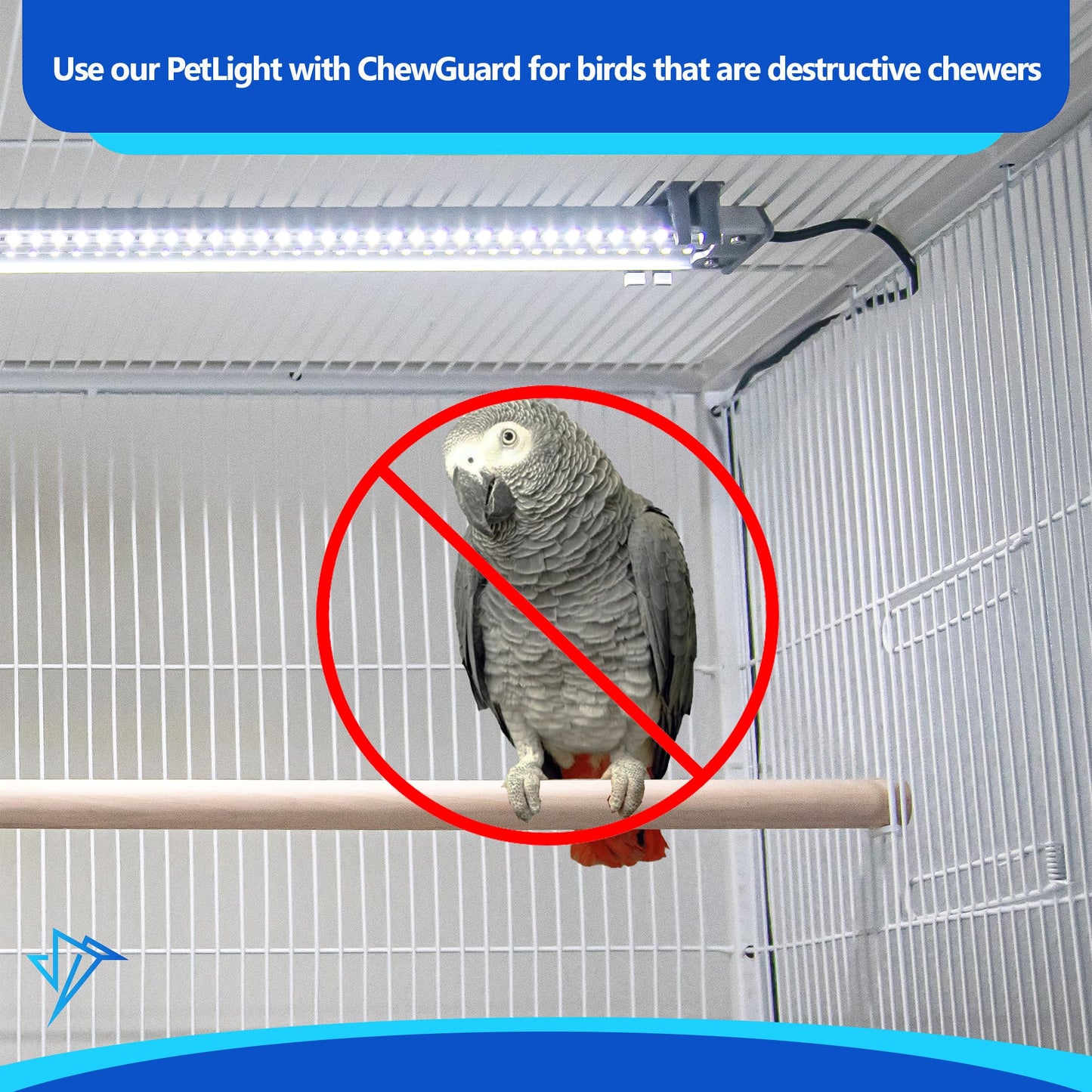 HappyBird Lighting Bird Cage Light with Chew Guard - Full Spectrum LED Pet Light - Simulates Natural Environment - Safe for Hookbill Birds – Easy to Install - (18" Long)