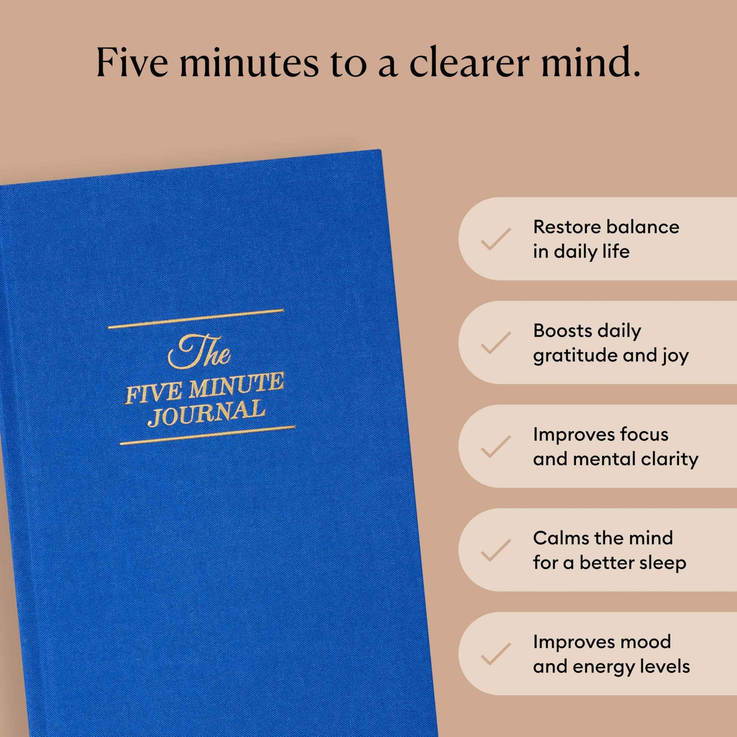 Intelligent Change The Five Minute Journal - Original Daily Gratitude Journal 2025 for Happiness, Mindfulness & Reflection - Daily Affirmations - Undated Planner Gifts for Women & Men