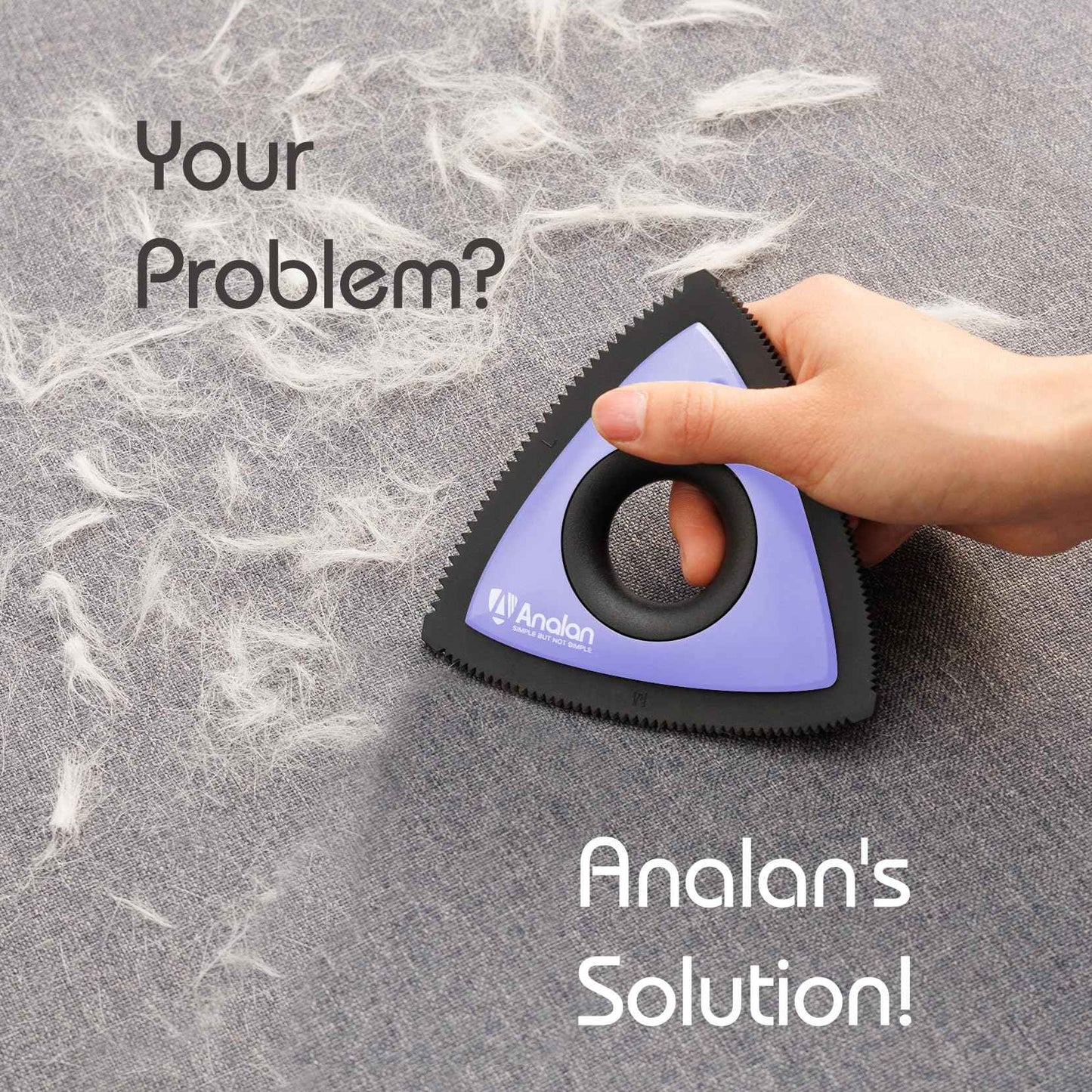 Analan Mini Pet Hair Remover for Car Detailing Supplies, Carpet Dog Hair Remover for Car Interior, Triangle Dog Hair Remover for Auto Detailing, Couch, Furniture, Lint, Carpet (Jet Black)