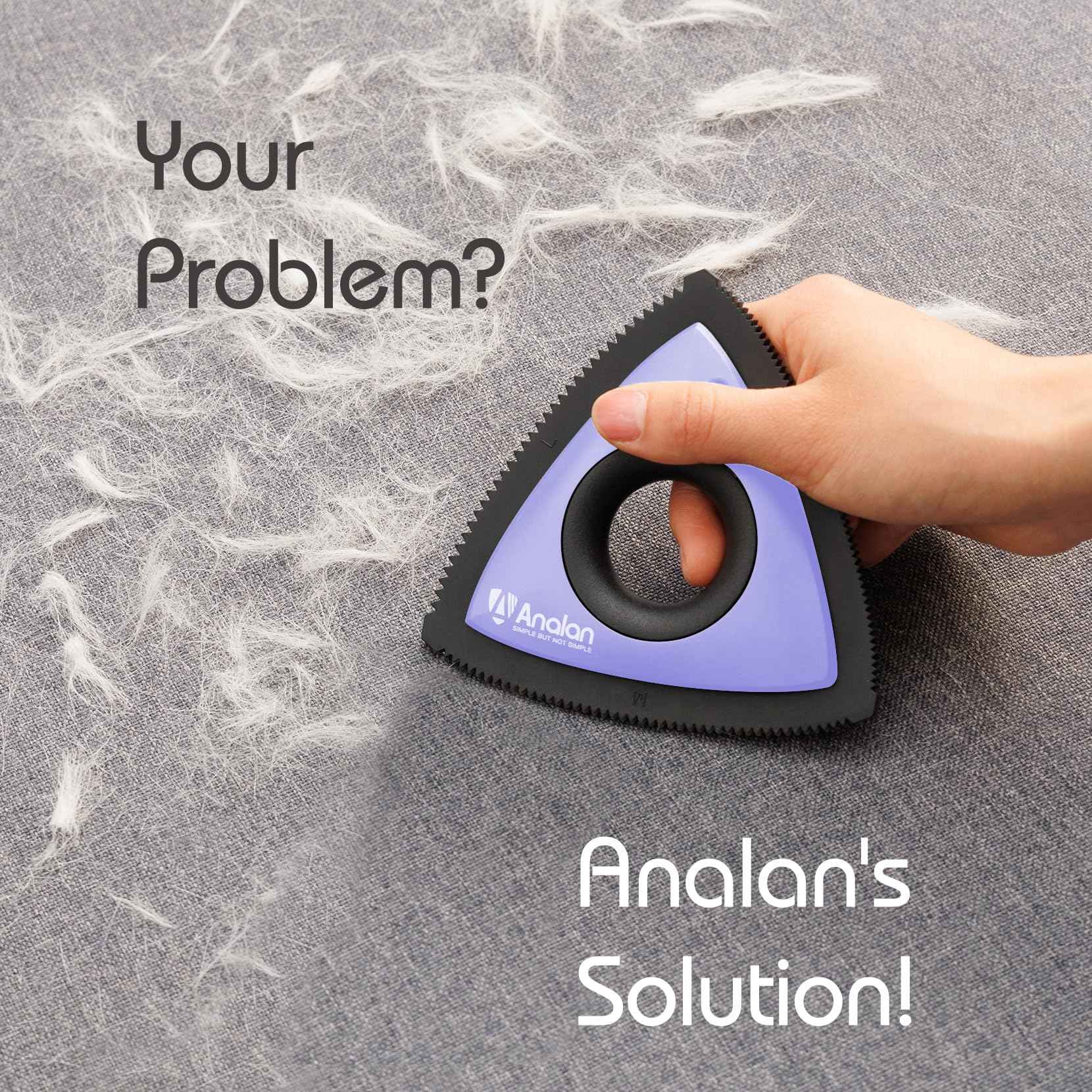 Analan Mini Pet Hair Remover for Car Detailing Supplies, Carpet Dog Hair Remover for Car Interior, Triangle Dog Hair Remover for Auto Detailing, Couch, Furniture, Lint, Carpet (Jet Black)