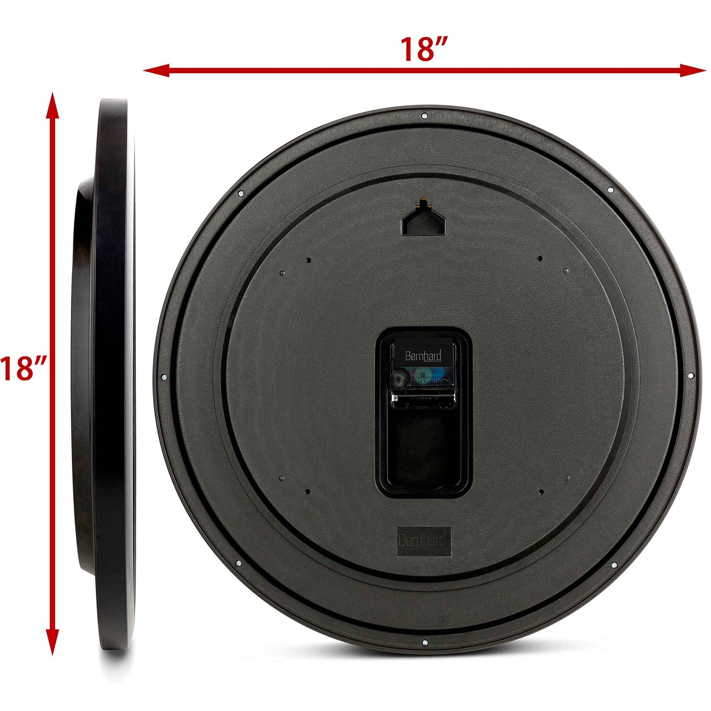 Bernhard Products Black Wall Clock Silent Non Ticking 10 Inch Quality Quartz Battery Operated Round Easy to Read Home/Office/Kitchen/Classroom/School Clock Sweep Movement