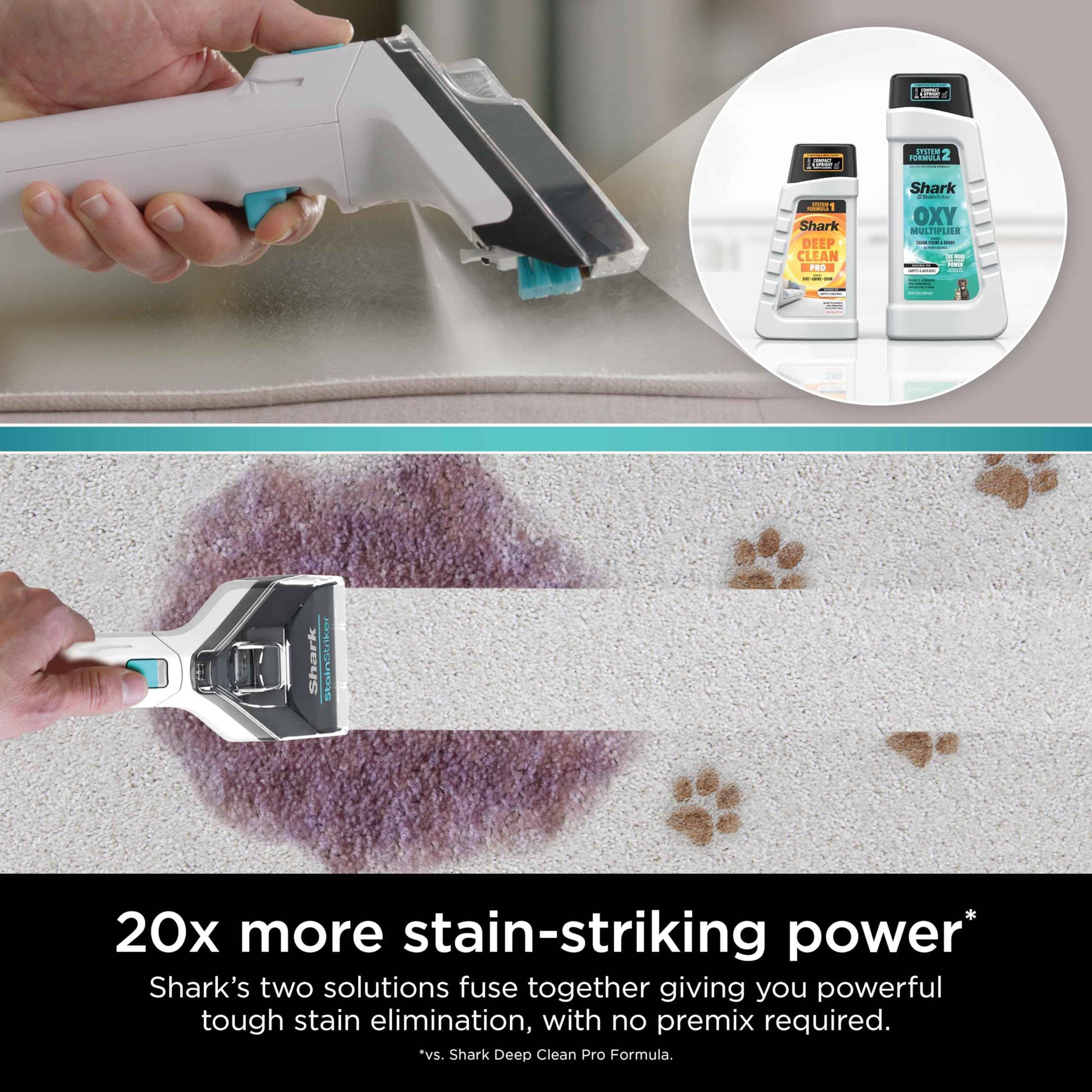 Shark StainStriker Pet Bundle for All StainStriker Portable Carpet Cleaners, Includes 32oz OXY Multiplier formula and 16oz Deep Clean Pet formula, PXCPBUNDLE