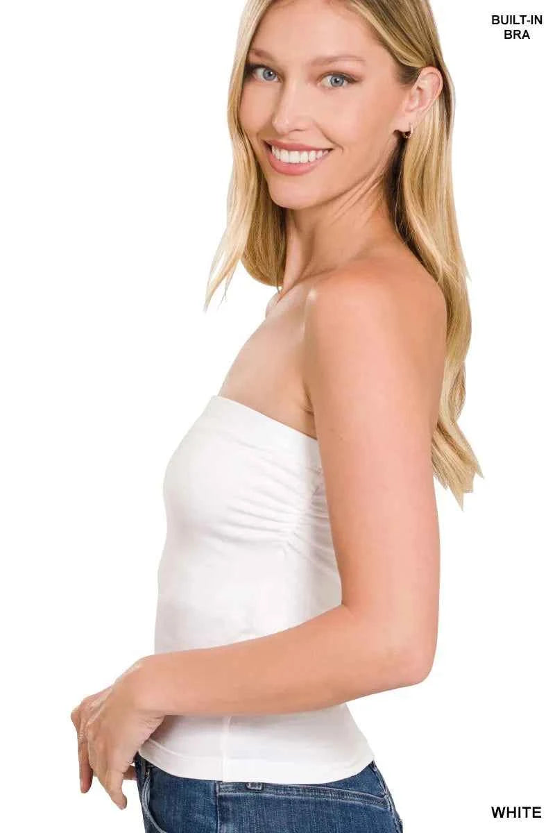 Zenana Cotton Tube Built-in Bra Top