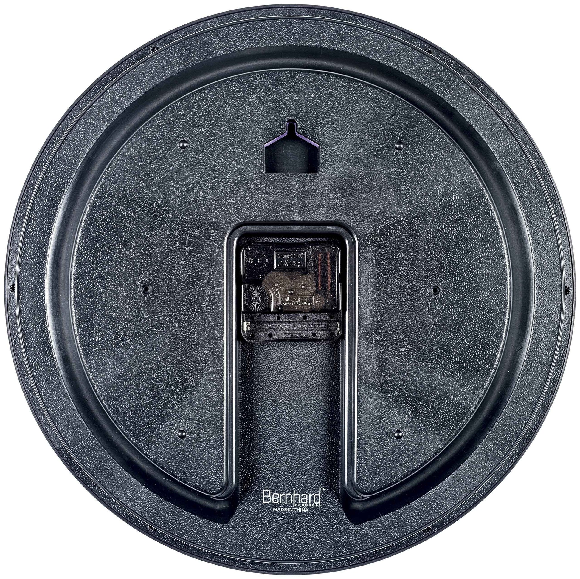 Bernhard Products Black Wall Clock Silent Non Ticking 10 Inch Quality Quartz Battery Operated Round Easy to Read Home/Office/Kitchen/Classroom/School Clock Sweep Movement
