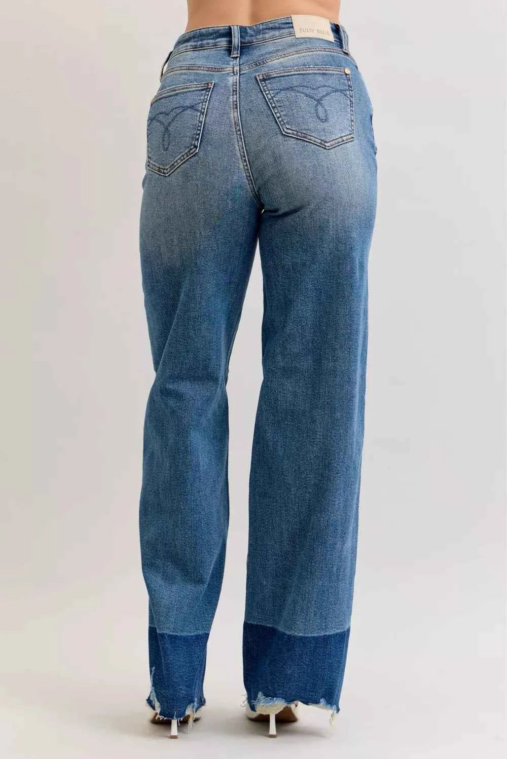 Judy Blue Raw Hem High Waist Column Straight Jeans