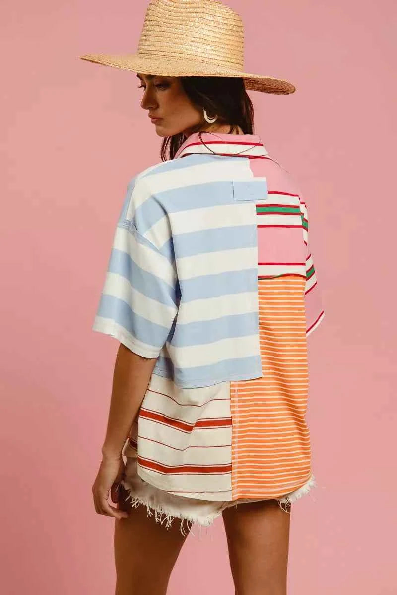 BiBi Mix And Match Stripe Color Block Shirt