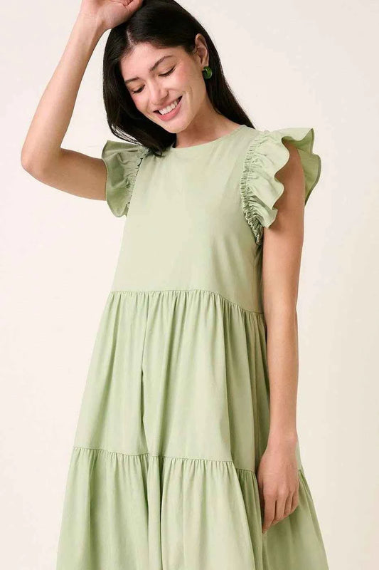 Mittoshop Ruffle Short Sleeve Tiered Maxi Dress