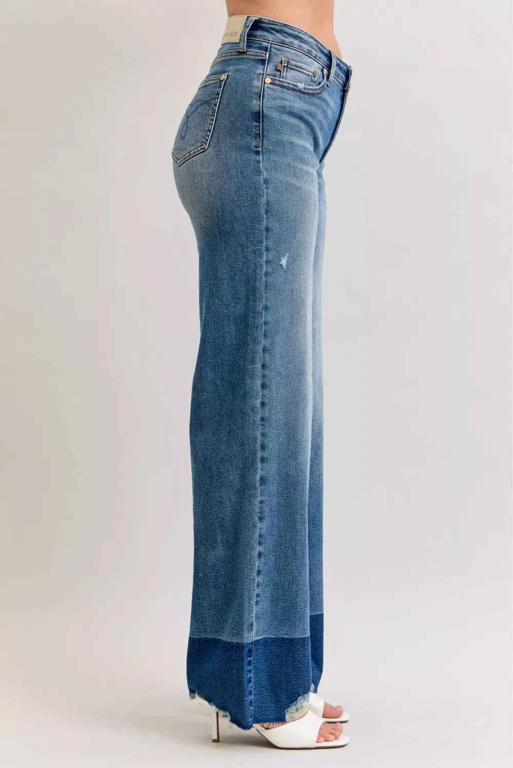 Judy Blue Raw Hem High Waist Column Straight Jeans