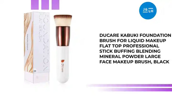 DUcare Kabuki Foundation Brush for Liquid Makeup Flat Top Professional Stick Buffing Blending Mineral Powder Large Face Makeup Brush, Black by@Outfy