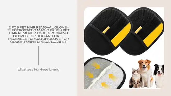 2 PCS Pet Hair Removal Glove - Electrostatic Magic Brush Pet Hair Remover Tool, Grooming Gloves for Dog and Cat， Reusable Fur Catch Glove for Couch,Furniture,Car,Carpet by@Outfy